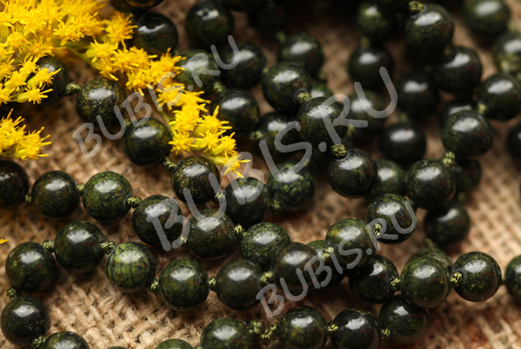 Бусина округлая 10мм Змеевик тёмный (камни)