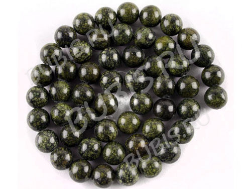 Бусина округлая 10мм Змеевик тёмный (камни)