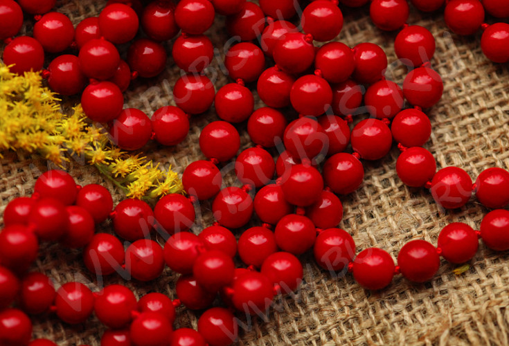 Бусина округлая 4мм Коралл красный пресс. (камни) (10шт.)