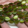 Купить (ОПТ) Бусина каменная Круг 32 10*10*3,5мм Кошачий глаз т.оливковый (камни) (НИТЬ) с доставкой по России