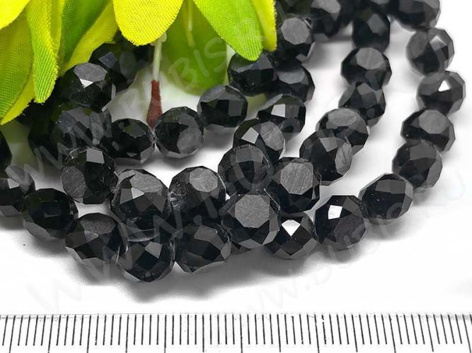 Бусина Таблетка гранёная 8*8*5,5мм чёрная непрозрачная (стекло) (10шт.)