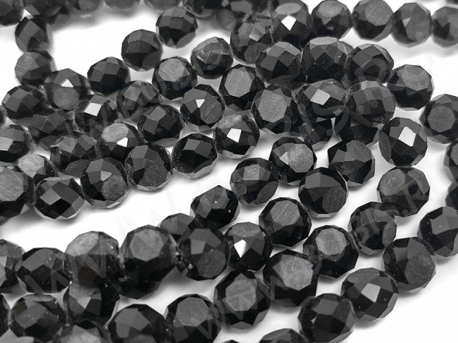 Бусина Таблетка гранёная 8*8*5,5мм чёрная непрозрачная (стекло) (10шт.)