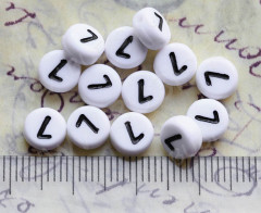 Бусина таблетка 7*7*4мм с цифрой &quot;7&quot; бело-чёрная непрозрачная (акрил)