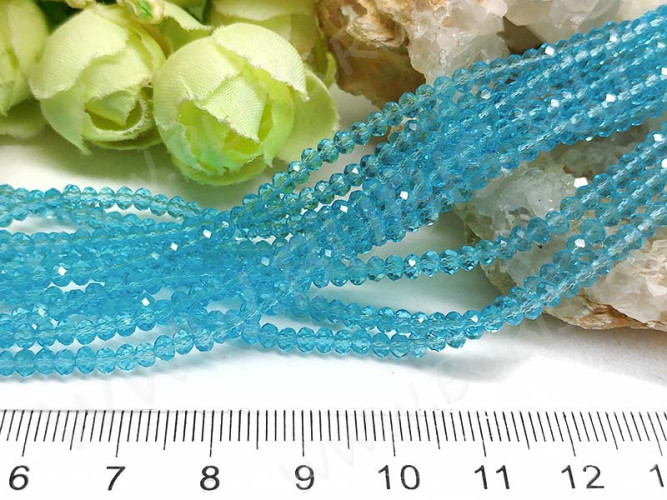 Бусина кристалл гранёный абакус 3*3*2мм голубой прозрачный (имитация Сваровски) (50шт.)