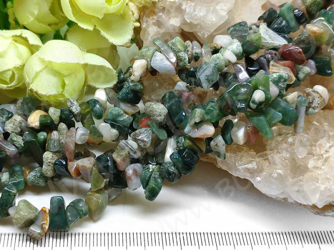 Крошка (галтовка) каменная 145 4-9мм Индийский Агат натуральный (камни) (нить 45см)