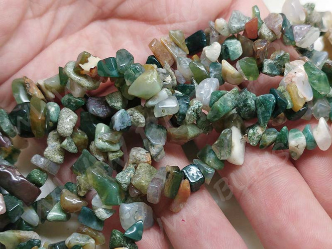 Крошка (галтовка) каменная 145 4-9мм Индийский Агат натуральный (камни) (нить 45см)