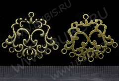 Подвеска для серёжек №130 ажурная 30*25,5*1,8мм античная бронза