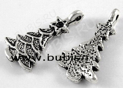 Подвеска Ёлка 03 21*11*2мм античное серебро (литьё) 