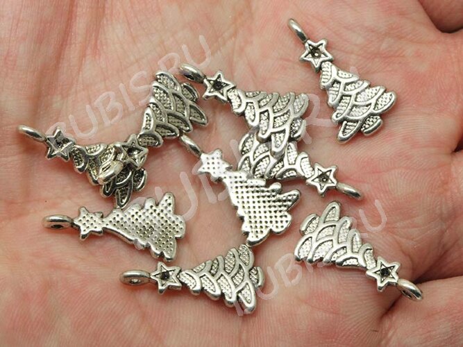 Подвеска Ёлка 03 21*11*2мм античное серебро (литьё) 