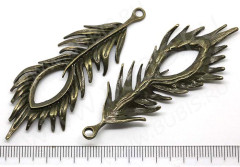 Подвеска Пёрышко 11 3D огромное 72*27,5*4мм античная бронза (литьё)