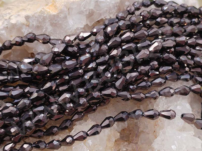 Бусина Капля гранёная 5*3,5*3,5мм т.коричневый металлик непрозрачный (имитация Сваровски) (10шт.)