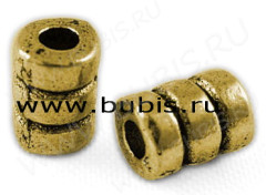 Бусина 122 Трубочка 09 полосатая 6*4*4мм античное золото (литьё) (10шт.)