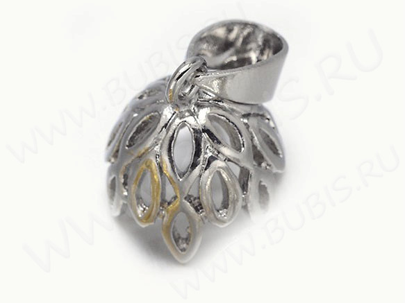 Держатель кулона 070 с шапочкой и штырьком 20*13,5*13,5мм цвет платины (Brass)