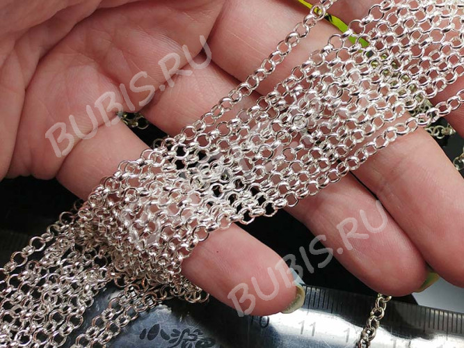 Цепочка I059 "Rolo" округлое звено 3*3мм цвет платины (Iron) (50см)