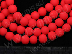 Бусина округлая НЕОНОВАЯ прорезиненная 8мм рыжая непрозрачная (стекло) (10шт.)