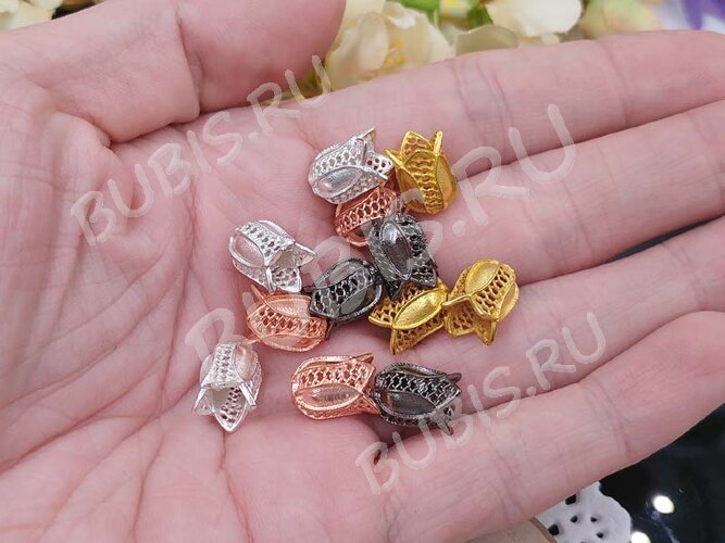 264 Шапочка ажурная 73 Тюльпанчик 11,5*9*8мм розовое золото (Milano LUX) (Brass)