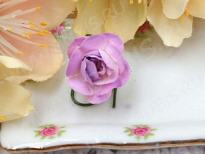 Цветок для декора 01 бумажный 70*10*10мм св.сиреневый с белым (декор)
