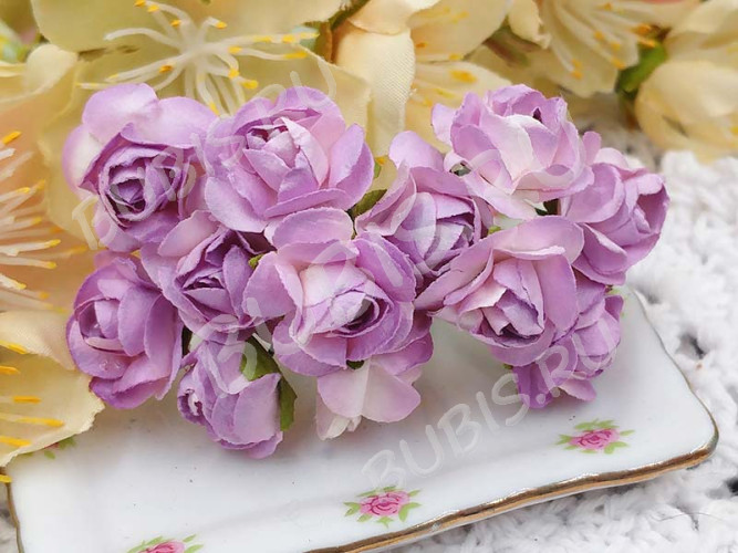 Цветок для декора 01 бумажный 70*10*10мм св.сиреневый с белым (декор)