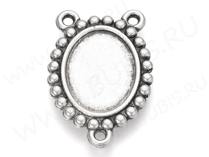 Подвеска-сеттинг Овал 58 коннектор с надписью (сеттинг 15*11мм) 25*17*2мм античное серебро (литьё)