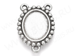 Подвеска-сеттинг Овал 58 коннектор с надписью (сеттинг 15*11мм) 25*17*2мм античное серебро (литьё)