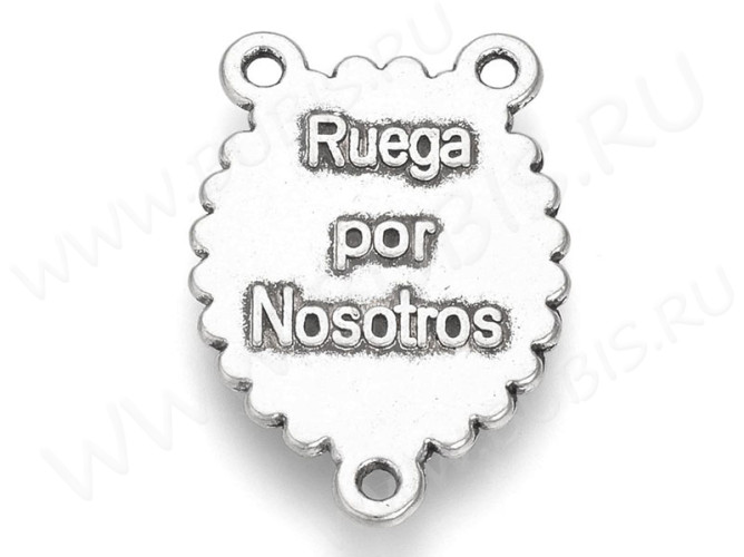 Подвеска-сеттинг Овал 58 коннектор с надписью (сеттинг 15*11мм) 25*17*2мм античное серебро (литьё)