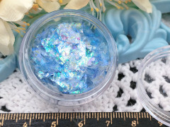 Наполнение для смолы и бутылочек 080 хлопья слюды пластиковые Bubis Crafts голубые с АВ (декор)