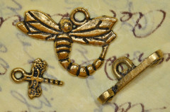 029 Тоггл из 3-х частей Стрекоза 20*16мм античное золото (литьё)