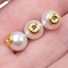 Купить Зажимы для пуссет(гвоздиков) и швенз №14 жемчужные шарики 8,5*8*8мм бело-золотистые (акрил и Brass) (2шт.) с доставкой по России