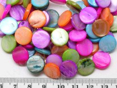 Бусина Круг 10 Перламутр тонированный 12,5*12,5*3мм яркий микс (перламутр и ракушки) (НИТЬ)