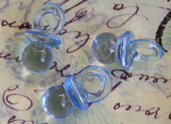 (СКИДКИ!!!) Подвеска Соска 02 3D 19,5*10*10мм голубая прозрачная (акрил) (10шт)