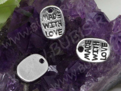 (СКИДКИ!!!) Подвеска Жетон 01 &quot;Made with love&quot; 11*8*1мм античное серебро (литьё) (10шт.)