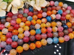 (ОПТ) Бусина округлая ГРАНЁНАЯ 10мм Агат КРАКЛЕ яркий МИКС (камни) (НИТЬ)