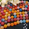 Купить (ОПТ) Бусина округлая ГРАНЁНАЯ 10мм Агат КРАКЛЕ яркий МИКС (камни) (НИТЬ) с доставкой по России