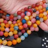 Купить (ОПТ) Бусина округлая ГРАНЁНАЯ 10мм Агат КРАКЛЕ яркий МИКС (камни) (НИТЬ) с доставкой по России