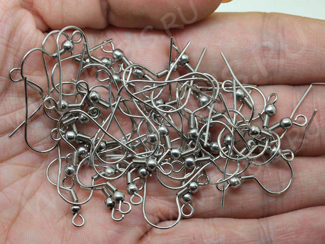 Швензы-крючки №051 20*19мм цвет платины (Хирургическая сталь) (10 пар)