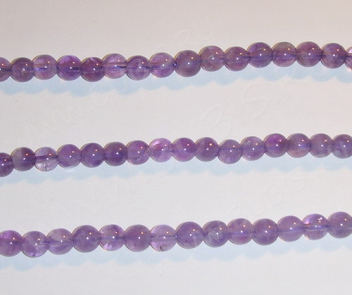 (ОПТ) Бусина округлая 6мм Аметист натуральный (камни) (НИТЬ)