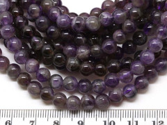 (ОПТ) Бусина округлая 6мм Аметист натуральный (камни) (НИТЬ)