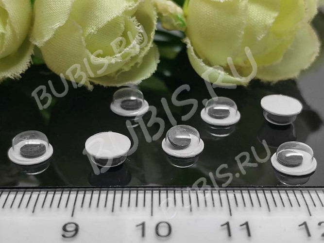 Глазки №04 Округлые с бегающим зрачком 6*6*2,7мм чёрно-белые (декоративные элементы) (10шт.)