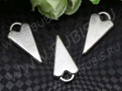 Подвеска Сердечко 62 двустороннее вытянутое 21,5*12*2,1мм античное серебро (литьё)