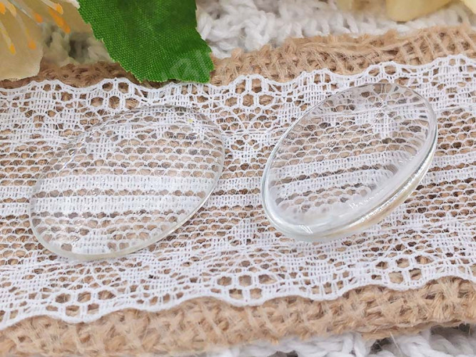 Кабошон стеклянный 01 Овал 30*20*6мм прозрачный (стекло)