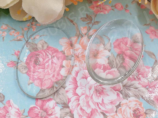 Кабошон стеклянный 01 Овал 30*20*6мм прозрачный (стекло)