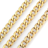 Цепочка S57-G стальная кубинская панцирная "Бордюрная" 10*7мм золотистая (Хирургическая сталь)(50см)