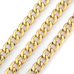 Цепочка S57-G стальная кубинская панцирная "Бордюрная" 10*7мм золотистая (Хирургическая сталь)(50см)