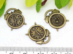 Подвеска Часы 13 плоское 3D Будильник 17*14*1,8мм античная бронза (литьё)