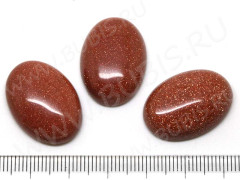 Кабошон каменный 066 Овал 25*18*6,5мм Авантюрин золотистый имит. (камни)