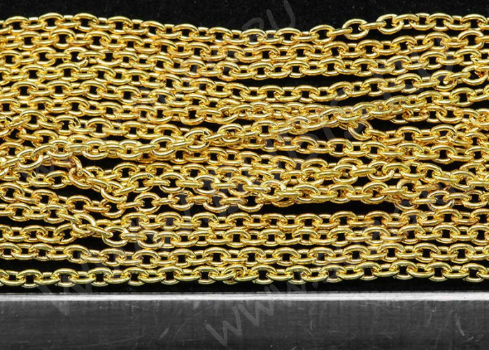 Цепочка I029 с простым плетением звено 3*2мм золотистая (Iron) (50см)