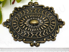 163 Коннектор большой Эллипс прямоугольный 81*61*5,5мм античная бронза (литьё)