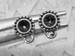 Пуссеты (&quot;гвоздики&quot;) №049 с сеттингом 5мм 14*11,5*8,5мм античное серебро (литьё) (1 пара)