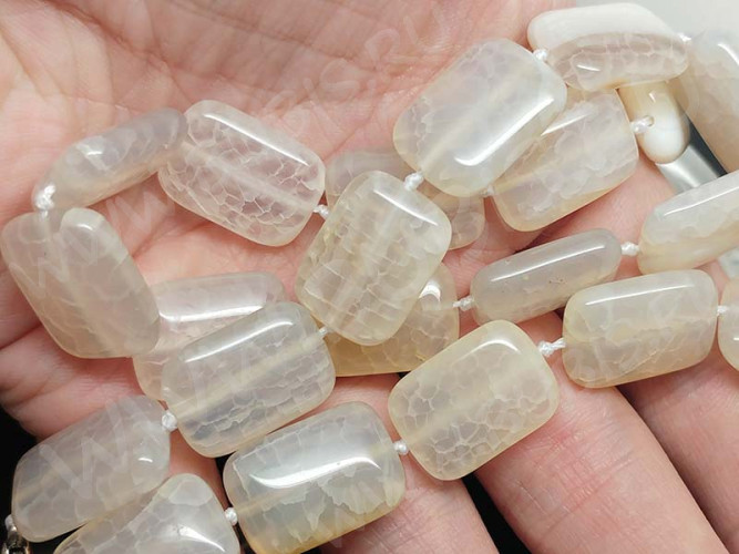 Бусина каменная Прямоугольник 19 подушка 18*13*5,5мм Агат кракле молочный (камни)