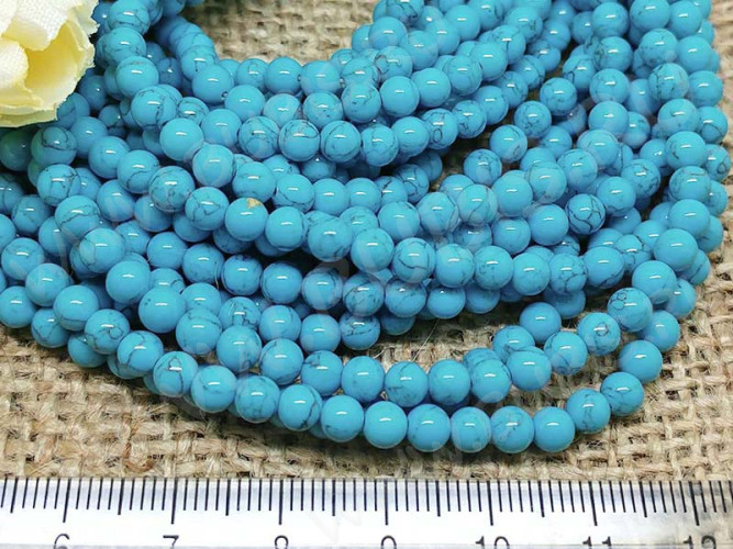 Бусина округлая 4мм Бирюза голубая пресс. (камни) (10шт.)